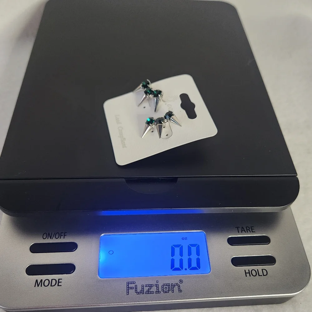 G.comet Metal Rhinestone Button Earring Set - Picture 7 of 7